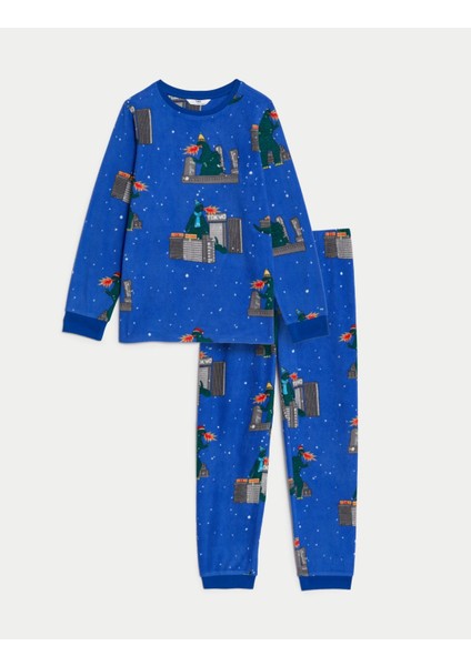 Marks & Spencer Godzilla Desenli Uzun Kollu Polar Pijama Takımı (2-16 Yaş)