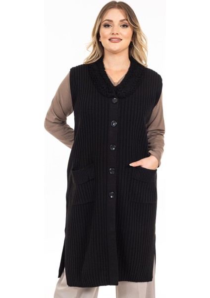 Kadın Orta Yaş ve Üzeri Cepli Triko Örgü Anne Uzun Yelek 2458 modelleri