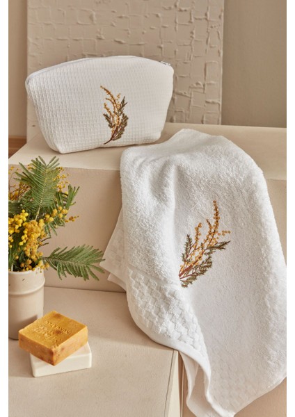 Floren 3 Parça Pamuk Bornoz Seti, Beyaz, Rahat ve Şık Tasarım fiyatları