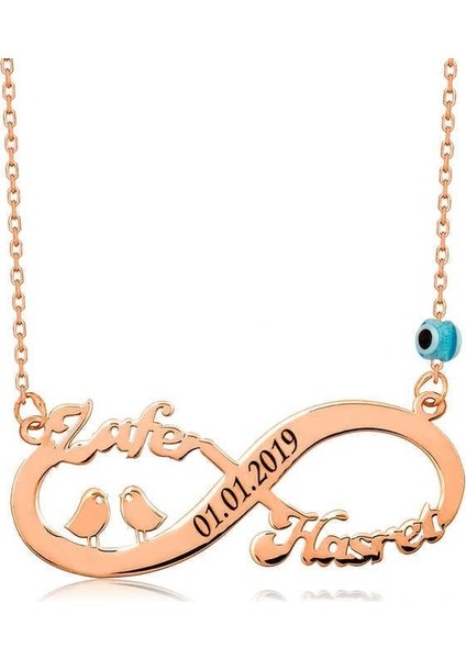 ​gümüş Rose Kuşlu Sonsuzluk Isimli Kolye