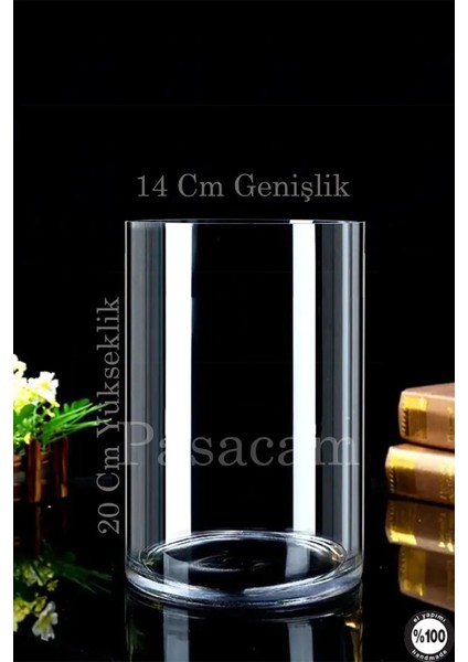 Denizli El Imalatı Silindir Cam Vazo Set 2li (14çap x 20 cm -30 cm )