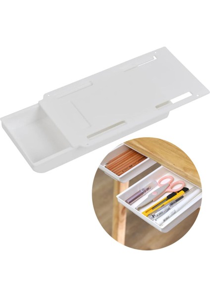 Kendinden Yapışkanlı 21 cm x 15.5 cm x 3.2 cm Portatif Plastik Masa Altı Orta Boy Çekmece