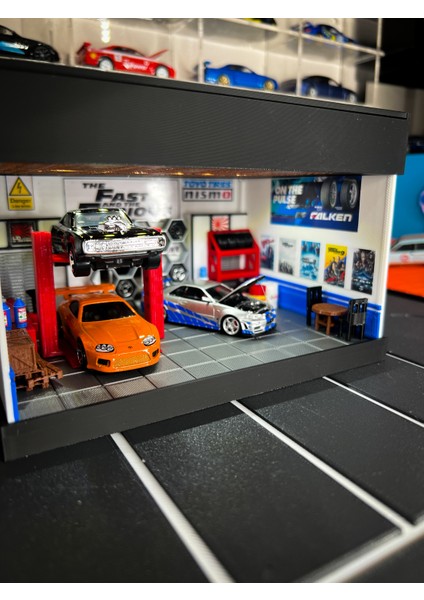 1/64 Ölçek Fast & Furious Temalı Işıklı Garaj Dioraması Diecast Araçlar Dahil Değildir 1/64 Ölçek Uyumludur fırsatları