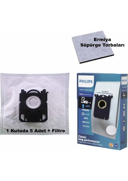 Electrolux E201B Sbag Classic Long Performance Toz Torbası 5 Ad Kutu+Performer Motor Koruma Filtresi