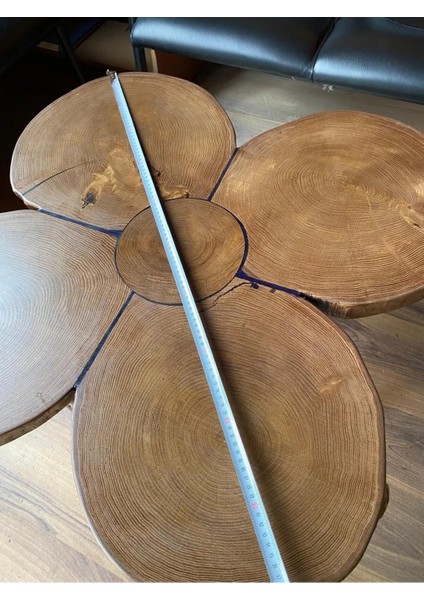 Kestane Ağacı Orta Sehpa, Doğal Ağaç Orta Sehpa, Epoksi Dolgulu Ağaç Sehpa(Boy:45cm, Çapraz En:1m)