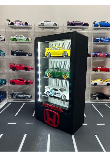 1/64 Ölçek Diecast 3 Araç Kapasiteli Işıklı Çerçeve Honda Logo Araçlar Dahil Değildir modelleri