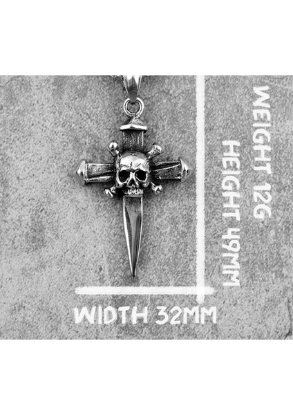 Paslanmaz Çelik Haç Detaylı Kurukafa Kolye / 70 cm Zincirli fırsatları