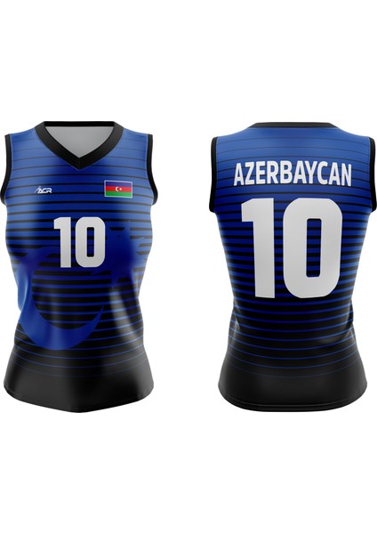 Voleybol Forması Azerbaycan Model - Kişiye Özel Isim ve Numara Yazılabilir, Dijital Baskı Tasarım Tek Üst