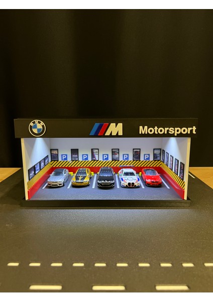 1/64 Ölçek Bmw Temalı Işıklı Otopark Diorama Diecast - Araçlar Dahil Değildir 1/64 Ölçek Araçlarla Uyumludur