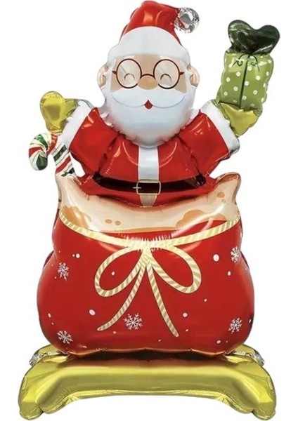 Ayaklı Küçük Noel Baba Folyo Balon Yılbaşı Folyo Balonu