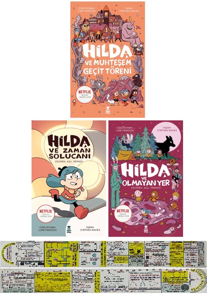 Hilda ve Muhteşem Geçit Töreni+Zaman Solucanı+Olmayan Yer 3'lü Çizgi Roman Seti + Cetvel