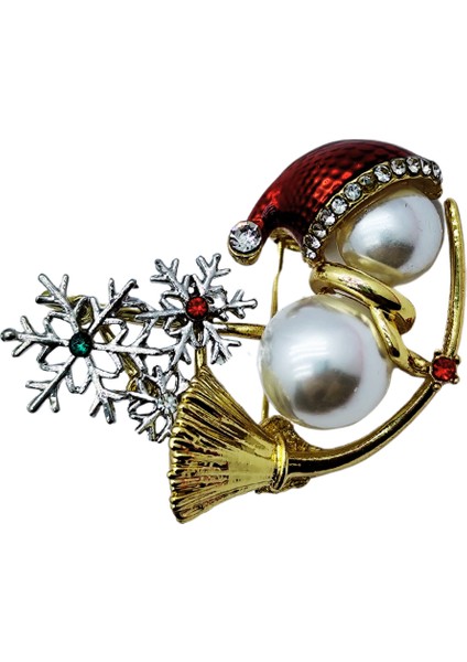 Bb Yılbaşı Kar Tanesi ve Inci Detaylı Broş modelleri