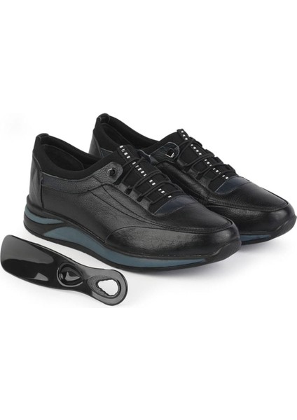 Siyah Erkek Deri Comfort Günlük Yürüyüş 48-49-50 Nuamara Ayakkabı