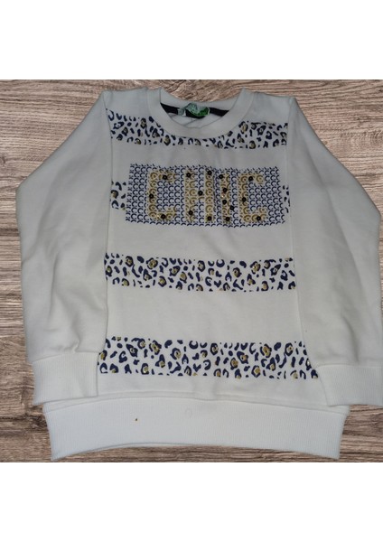 Kız Çocuk Puantiyeli Taşlı Sweatshirt