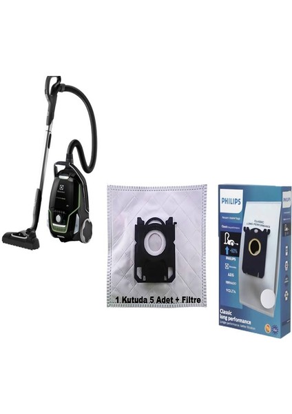 Electrolux EUOC9GREEN New Ultraone Elektrikli Süpürge 5 Adet Kutu Toz Torbası +Performer Motor Koruma Filtresi