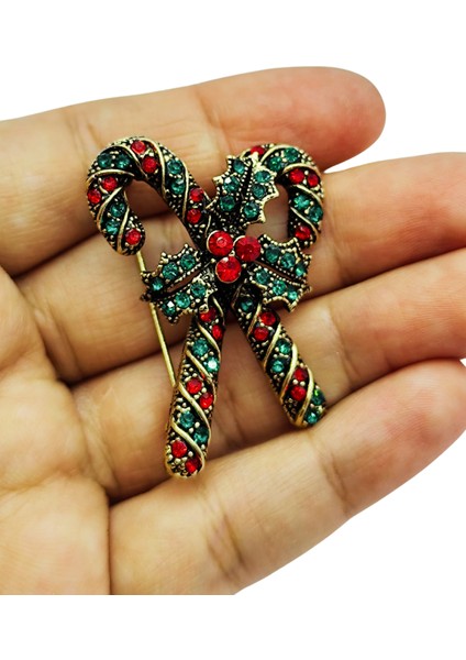 Bb Vintage Yılbaşı Şeker Kamışı Broş