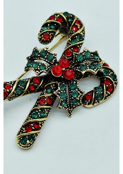 Bb Vintage Yılbaşı Şeker Kamışı Broş fiyatları