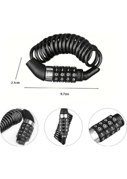 Mosiklet Kask Kilidi- Paslanmaz Çelik Spiral Kablo