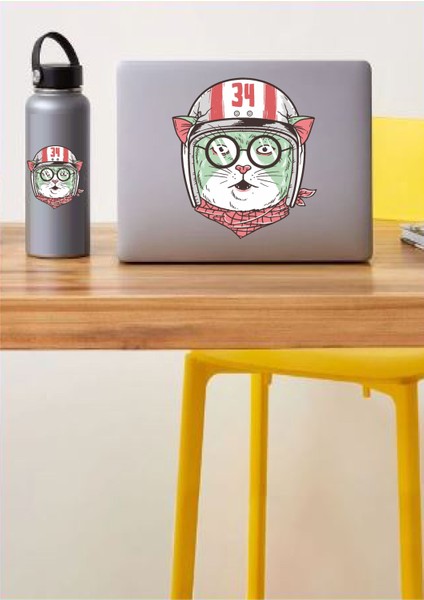 Kasklı Kedi Sticker 00278 indirimleri