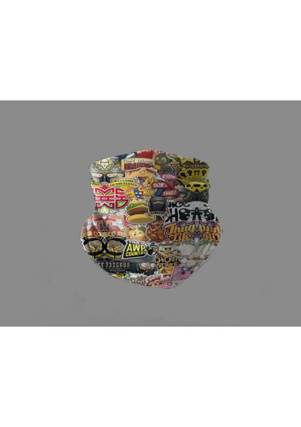 Outdoor Motorcu Özel Sticker Tasarımlı Unısex Bandana Buff Boyunluk