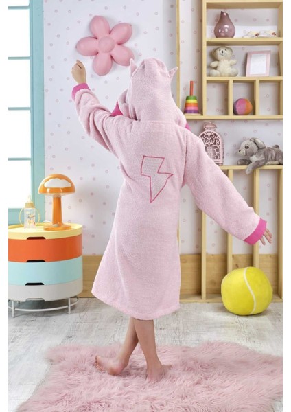 Kız Çocuk Bornozu, Pamuklu, Kapüşonlu, Süperkahraman Hero, Bebek, Pembe (0- 14 Yaş)