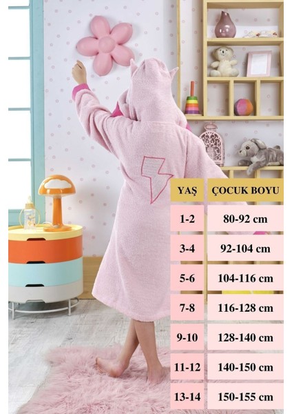 Kız Çocuk Bornozu, Pamuklu, Kapüşonlu, Süperkahraman Hero, Bebek, Pembe (0- 14 Yaş)