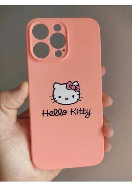 iPhone 14 Pro Max Hello Kitty Tasarım Pembe Lansman Telefon Boyun Askılı Set Kılıf