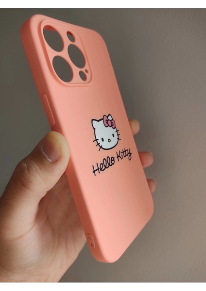 iPhone 14 Pro Max Hello Kitty Tasarım Pembe Lansman Telefon Boyun Askılı Set Kılıf