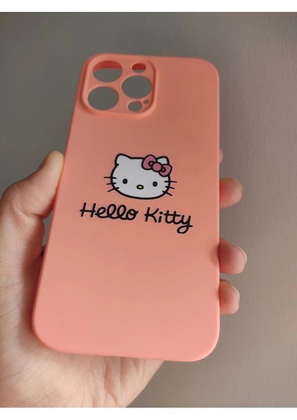 iPhone 14 Pro Max Hello Kitty Tasarım Pembe Lansman Telefon Boyun Askılı Set Kılıf