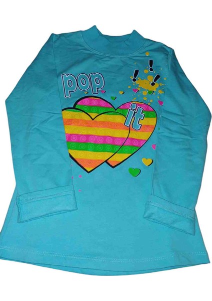Kız Çocuk Popit Kalpli Sweatshirt