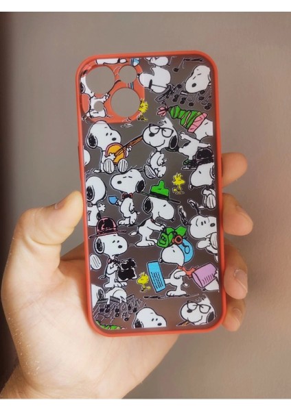 iPhone 13 Uyumlu Snoopy Tasarım Hux Telefon Boyun Askılı Set Kılıf