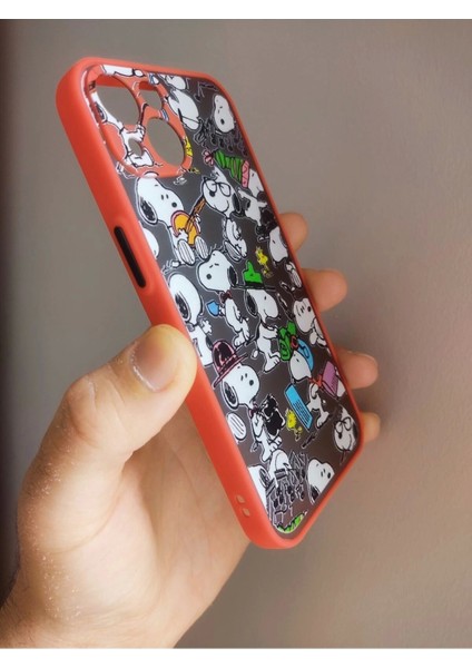 iPhone 13 Uyumlu Snoopy Tasarım Hux Telefon Boyun Askılı Set Kılıf