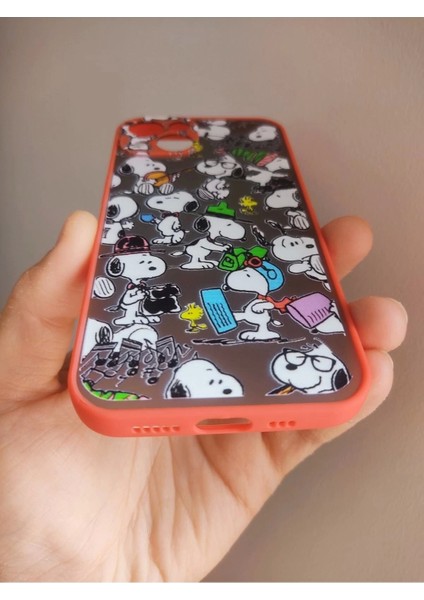 iPhone 13 Uyumlu Snoopy Tasarım Hux Telefon Boyun Askılı Set Kılıf