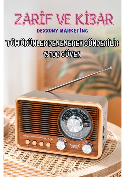 Kahverengi Nostaljik Radyo, Fm/am/sw Radyo, USB ve Tf Kart Destekli Taşınabilir Bluetooth Retro Hoparlör Tasarım Ödüllü