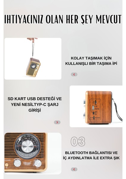 Kahverengi Nostaljik Radyo, Fm/am/sw Radyo, USB ve Tf Kart Destekli Taşınabilir Bluetooth Retro Hoparlör Tasarım Ödüllü fırsatları