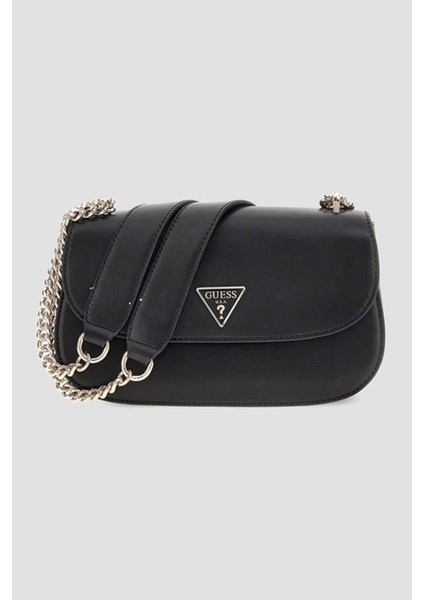 Kadın Logolu Ayarlanabilir Zincir ve Askılı Omuz Çantası - Siyah