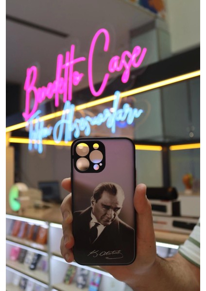 iPhone 12 Pro Mustafa Kemal Atatürk Tasarım Telefon Boyun Askılı Set Kılıf