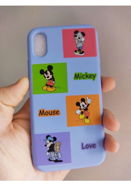 iPhone x iPhone Xs Uyumlu Mickey Mouse Tasarım Içi Kadife Lansman Kılıf