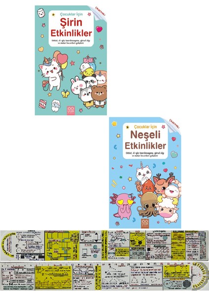 Çocuklar Için Şirin Etkinlikler + Neşeli Etkinlikler 2 Kitap Set + Mat. Öğreten Cetvel (Çıkartmalı)