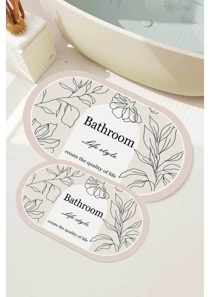 Yıkanabilir, kaymaz, renkli banyo paspası takımı, 60x90 cm, polyester, dekoratif