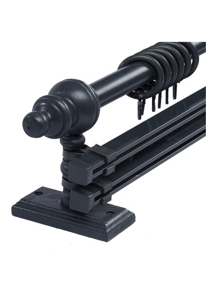 Rustik Antrasit Çift Raylı Ahşap Rustik Perde Askısı ve Alüminyum Rustik Borusu 150 cm fiyatları