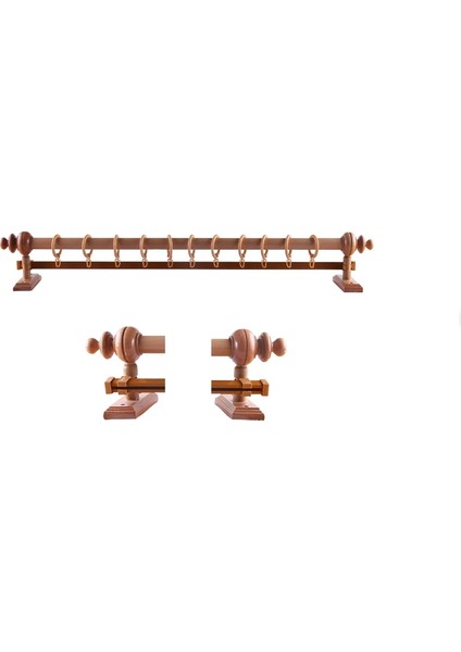 Rustik Meşe Tek Raylı Ahşap Rustik Perde Askısı ve Alüminyum Rustik Borusu 275 cm