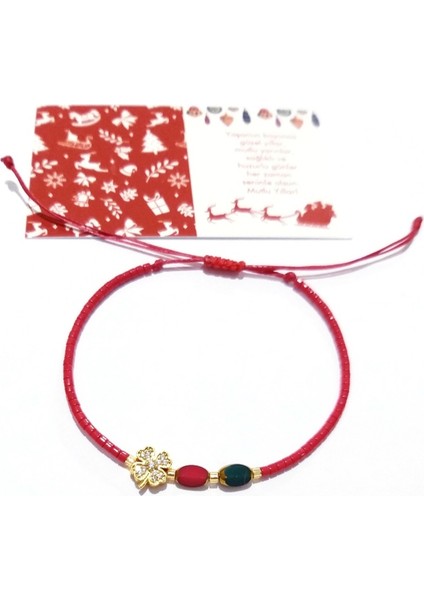 Zirkon Taşlı Yonca Çek Cam ve Miyuki Boncuklu Yılbaşı Bileklik