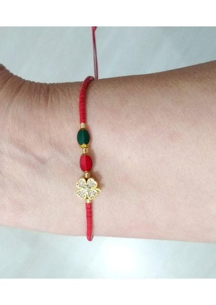 Zirkon Taşlı Yonca Çek Cam ve Miyuki Boncuklu Yılbaşı Bileklik fiyatları