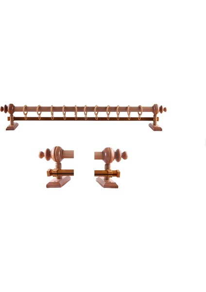 Rustik Meşe Tek Raylı Ahşap Rustik Perde Askısı Ve Alüminyum Rustik Borusu 150 Cm