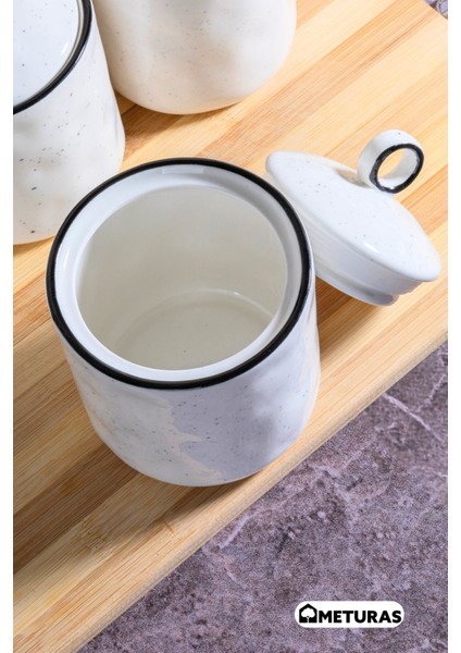 Modern Mutfak Silikon Vakum Kapaklı Porselen Baharatlık Seti 4 Lü- 400 ml fırsatları