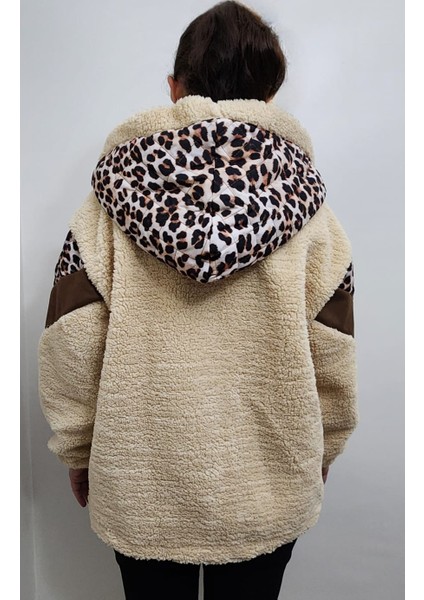 Yeni Sezon Leopar Desenli Cepli Peluş Mont indirimleri
