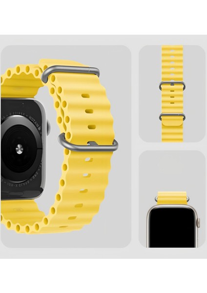 Apple Watch 10 Serisi 46mm Redclick Krd-75 Terletmez Dalgalı Tasarım Silikon Kordon