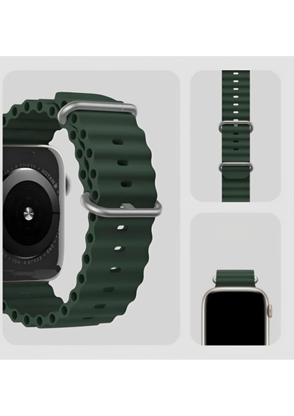 Apple Watch 10 Serisi 46MM Krd-75 Terletmez Dalgalı Tasarım Silikon Kordon modelleri