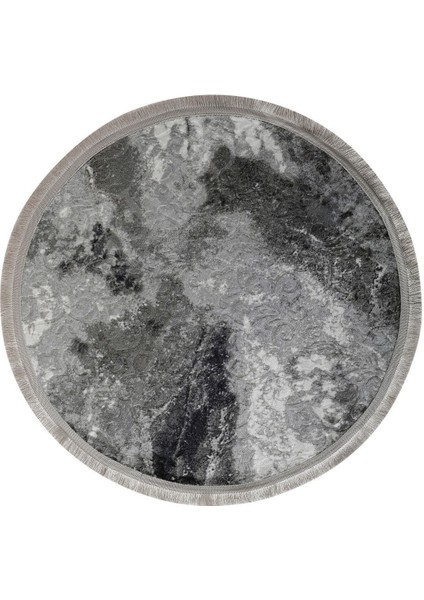Antrasit saçaklı yuvarlak banyo halısı, polyester, 80x80 cm, şık ve konforlu kullanım fiyatları